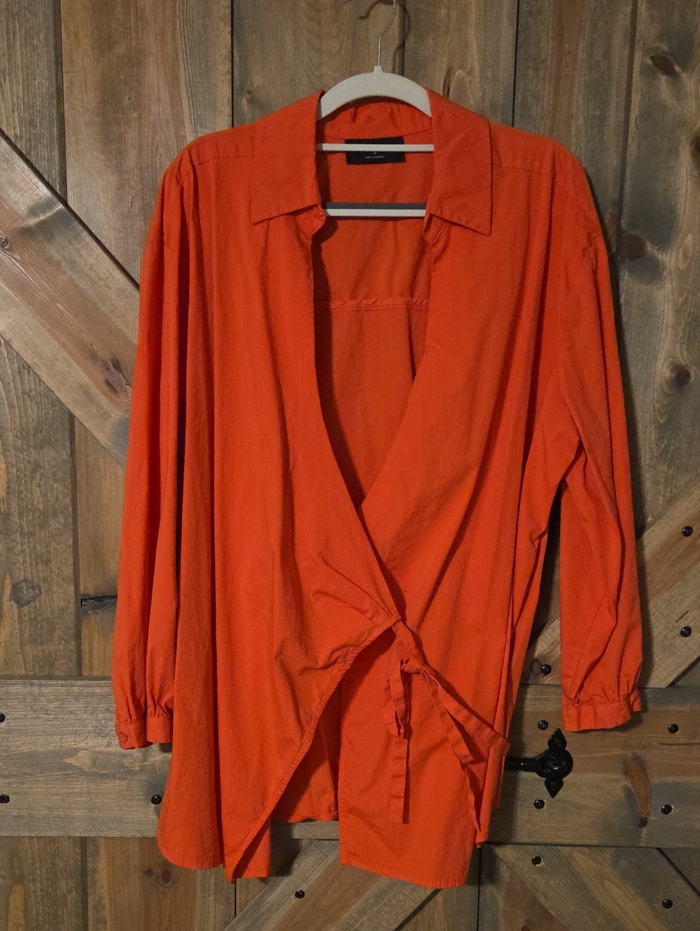 Lane Bryant Orange Wrap-Front Button Down Shirt